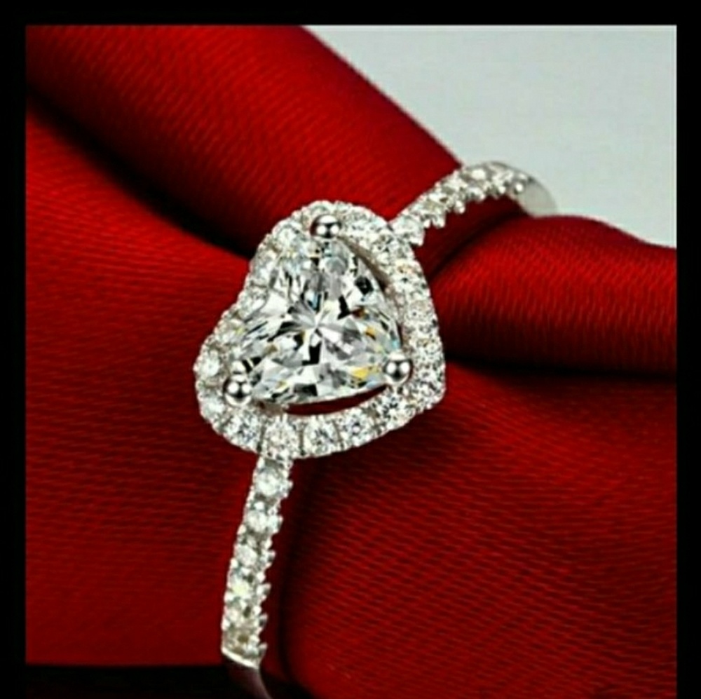 Beautiful white gold filled bridal ring